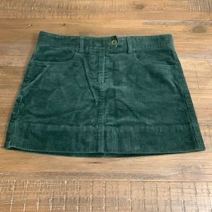 Theory green corduroy mini skirt